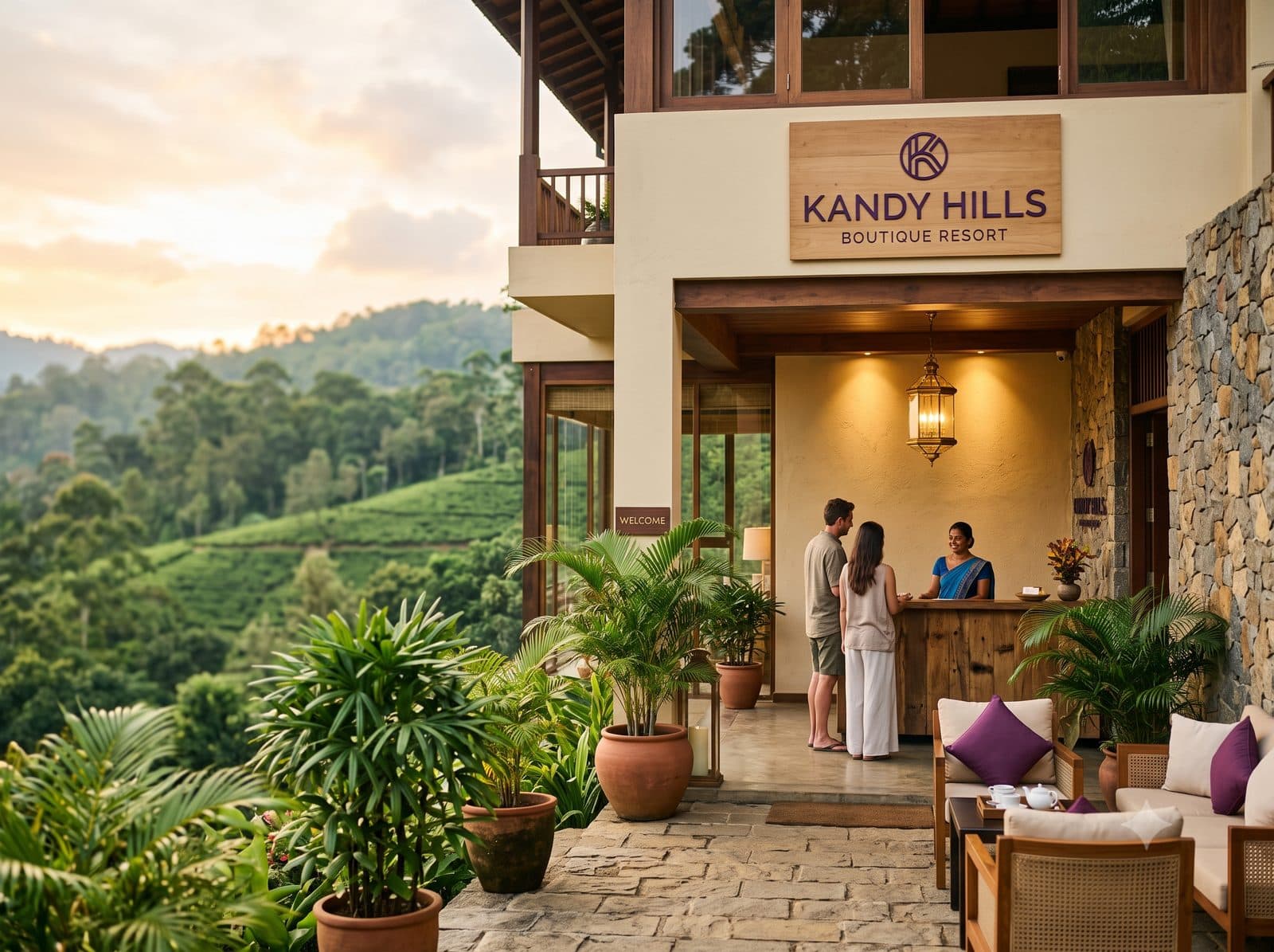 A Sri Lankan boutique hotel welcoming guests at reception